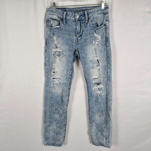 American Eagle Jeans Men's 29 x 30 Blue Airflex + Skinny Distressed Medium Wash